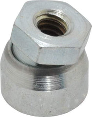 Vlier - 1/4-20, 5/8" Pad Diam, Uncoated Bottom, Steel Toggle Pad - 5/16 Depth, 5/8" OAL, 1/2" Width Across Flats, Zinc Plated Gold Chromate, 15° Swivel Angle - Americas Industrial Supply