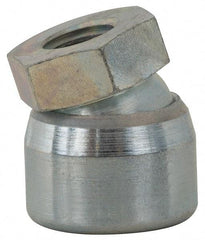 Vlier - 3/4-10, 1-1/4" Pad Diam, Uncoated Bottom, Steel Toggle Pad - 5/8 Depth, 1-11/32" OAL, 1-1/16" Width Across Flats, Zinc Plated Gold Chromate, 15° Swivel Angle - Americas Industrial Supply