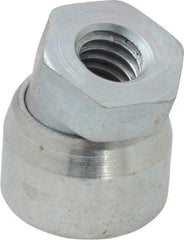Vlier - 5/16-18, 11/16" Pad Diam, Uncoated Bottom, Steel Toggle Pad - 3/8 Depth, 3/4" OAL, 5/16" Width Across Flats, Zinc Plated Gold Chromate, 15° Swivel Angle - Americas Industrial Supply