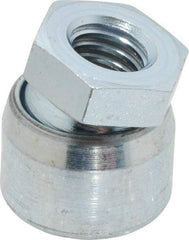 Vlier - 3/8-16, 3/4" Pad Diam, Uncoated Bottom, Steel Toggle Pad - 3/8 Depth, 3/16" OAL, 5/8" Width Across Flats, Zinc Plated Gold Chromate, 15° Swivel Angle - Americas Industrial Supply