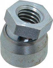 Vlier - 1/2-13, 7/8" Pad Diam, Uncoated Bottom, Steel Toggle Pad - 7/16 Depth, 15/16" OAL, 3/4" Width Across Flats, Zinc Plated Gold Chromate, 15° Swivel Angle - Americas Industrial Supply