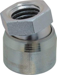 Vlier - 3/4-10, 1-1/4" Pad Diam, Uncoated Bottom, Steel Toggle Pad - 5/8 Depth, 1-11/32" OAL, 1-1/16" Width Across Flats, Zinc Plated Gold Chromate, 15° Swivel Angle - Americas Industrial Supply