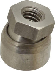 Vlier - 5/16-18, 11/16" Pad Diam, Uncoated Bottom, Stainless Steel Toggle Pad - 3/8 Depth, 3/4" OAL, 9/16" Width Across Flats, 15° Swivel Angle - Americas Industrial Supply