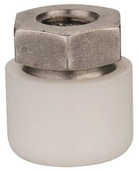 Vlier - 5/16-18, 11/16" Pad Diam, Uncoated Bottom, Stainless Steel Toggle Pad - 3/8 Depth, 3/4" OAL, 9/16" Width Across Flats, 15° Swivel Angle - Americas Industrial Supply