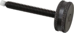 Vlier - 1/4-20 Knurled Shoulderless Swivel Pad Tip Steel Thumb Screw - 2-3/8" OAL, 1" Head Diam x 3/8" Head Height, Black Oxide Finish - Americas Industrial Supply