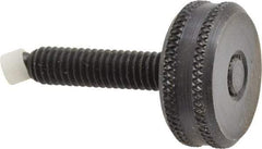 Vlier - 5/16-18 Knurled Shoulderless Swivel Pad Tip Steel Thumb Screw - 1-15/16" OAL, 1-1/8" Head Diam x 7/16" Head Height, Black Oxide Finish - Americas Industrial Supply