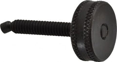 Vlier - 1/4-20 Knurled Shoulderless Swivel Pad Tip Steel Thumb Screw - 1-7/8" OAL, 1" Head Diam x 3/8" Head Height, Black Oxide Finish - Americas Industrial Supply