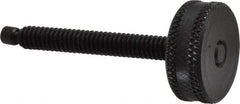 Vlier - 1/4-20 Knurled Shoulderless Swivel Pad Tip Steel Thumb Screw - 2-3/8" OAL, 1" Head Diam x 3/8" Head Height, Black Oxide Finish - Americas Industrial Supply