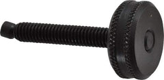 Vlier - 5/16-18 Knurled Shoulderless Swivel Pad Tip Steel Thumb Screw - 2-7/16" OAL, 1-1/8" Head Diam x 7/16" Head Height, Black Oxide Finish - Americas Industrial Supply