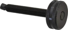 Vlier - 3/8-16 Knurled Shoulderless Swivel Pad Tip Steel Thumb Screw - 3" OAL, 1-1/4" Head Diam x 1/2" Head Height, Black Oxide Finish - Americas Industrial Supply