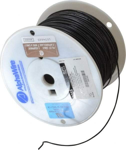 Alpha Wire - 18 AWG, 16 Strand, 305 m OAL, Tinned Copper Hook Up Wire - Black PVC Jacket, 0.079" Diam - Americas Industrial Supply