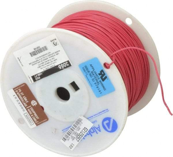 Alpha Wire - 18 AWG, 16 Strand, 305 m OAL, Tinned Copper Hook Up Wire - Red PVC Jacket, 0.079" Diam - Americas Industrial Supply