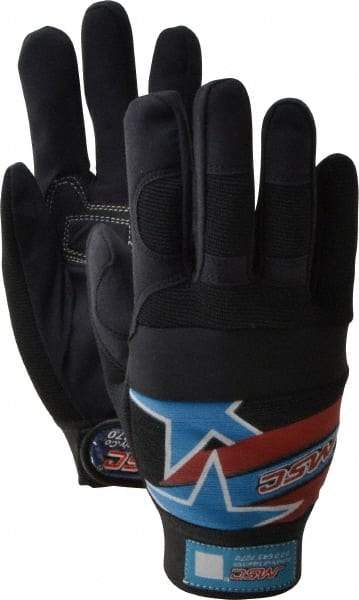 MSC - Size S (7) Amara with Padding Anti-Vibration/Impact Protection Work Gloves - For Mechanic's & Lifting, Uncoated, Hook & Loop Cuff, Full Fingered, Stars & Stripes, Paired - Americas Industrial Supply