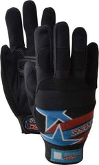 MSC - Size S (7) Amara with Padding Anti-Vibration/Impact Protection Work Gloves - For Mechanic's & Lifting, Uncoated, Hook & Loop Cuff, Full Fingered, Stars & Stripes, Paired - Americas Industrial Supply