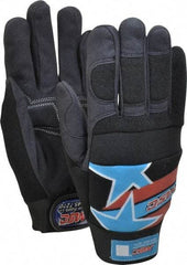 MSC - Size M (8) Amara with Padding Anti-Vibration/Impact Protection Work Gloves - For Mechanic's & Lifting, Uncoated, Hook & Loop Cuff, Full Fingered, Stars & Stripes, Paired - Americas Industrial Supply