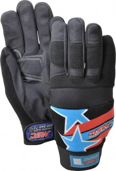 MSC - Size XL (10) Amara with Padding Anti-Vibration/Impact Protection Work Gloves - For Mechanic's & Lifting, Uncoated, Hook & Loop Cuff, Full Fingered, Stars & Stripes, Paired - Americas Industrial Supply