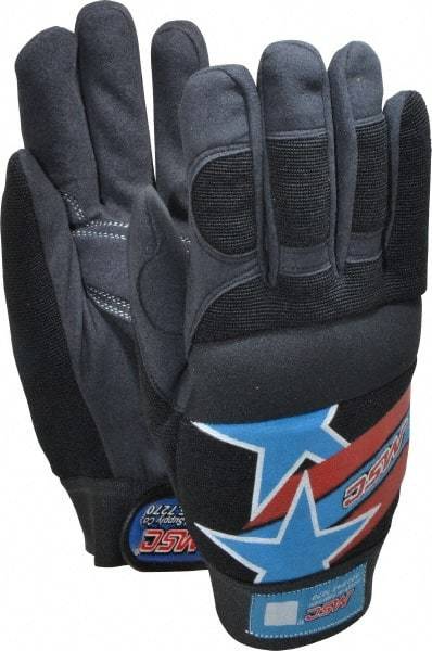 MSC - Size 2XL (11) Amara with Padding Anti-Vibration/Impact Protection Work Gloves - For Mechanic's & Lifting, Uncoated, Hook & Loop Cuff, Full Fingered, Stars & Stripes, Paired - Americas Industrial Supply