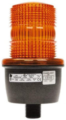 Federal Signal Corp - 12 to 48 VDC, 4X NEMA Rated, Strobe Tube, Amber, Low Profile Mini Strobe Light - 65 to 95 Flashes per min, 1/2 Inch Pipe, 3-1/8 Inch Diameter, 5.8 Inch High, IP66 Ingress Rating, Pipe Mount - Americas Industrial Supply