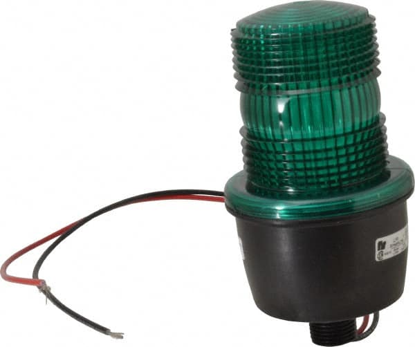 Federal Signal Corp - 12 to 48 VDC, 4X NEMA Rated, Strobe Tube, Green, Low Profile Mini Strobe Light - 65 to 95 Flashes per min, 1/2 Inch Pipe, 3-1/8 Inch Diameter, 5.8 Inch High, IP66 Ingress Rating, Pipe Mount - Americas Industrial Supply