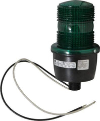 Federal Signal Corp - 120 VAC, 4X NEMA Rated, Strobe Tube, Green, Low Profile Mini Strobe Light - 65 to 95 Flashes per min, 1/2 Inch Pipe, 3-1/8 Inch Diameter, 5.8 Inch High, IP66 Ingress Rating, Pipe Mount - Americas Industrial Supply