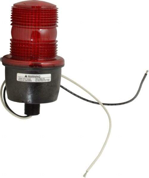 Federal Signal Corp - 120 VAC, 4X NEMA Rated, Strobe Tube, Red, Low Profile Mini Strobe Light - 65 to 95 Flashes per min, 1/2 Inch Pipe, 3-1/8 Inch Diameter, 5.8 Inch High, IP66 Ingress Rating, Pipe Mount - Americas Industrial Supply