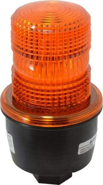 Federal Signal Corp - 12 to 48 VDC, 4X NEMA Rated, Strobe Tube, Amber, Low Profile Mini Strobe Light - 65 to 95 Flashes per min, 1/2 Inch Pipe, 3-1/8 Inch Diameter, 5.7 Inch High, IP66 Ingress Rating, Pipe Mount - Americas Industrial Supply