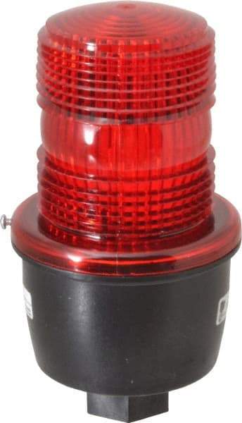 Federal Signal Corp - 12 to 48 VDC, 4X NEMA Rated, Strobe Tube, Red, Low Profile Mini Strobe Light - 65 to 95 Flashes per min, 1/2 Inch Pipe, 3-1/8 Inch Diameter, 5.7 Inch High, IP66 Ingress Rating, Pipe Mount - Americas Industrial Supply