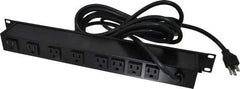 Wiremold - 8 Outlets, 120 Volts, 15 Amps, 15' Cord, Power Outlet Strip - Rack Mount, 5-15 NEMA Configuration, 19" Strip, CSA Certified, UL Recognized - Americas Industrial Supply