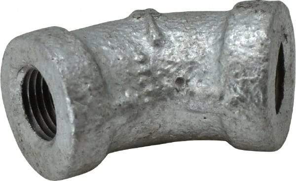 B&K Mueller - Class 150, 1/8" Galvanized Pipe 45° Elbow - Threaded, Malleable Iron - Americas Industrial Supply