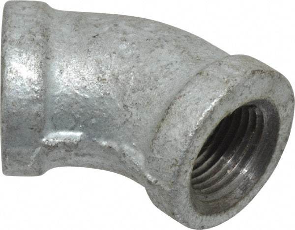 B&K Mueller - Class 150, 3/8" Galvanized Pipe 45° Elbow - Threaded, Malleable Iron - Americas Industrial Supply