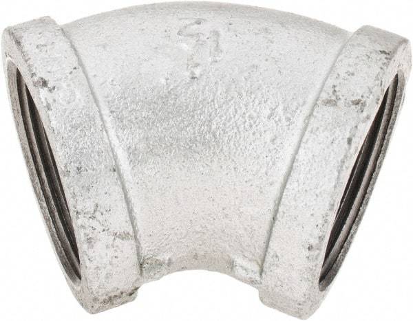 B&K Mueller - Class 150, 1-1/2" Galvanized Pipe 45° Elbow - Threaded, Malleable Iron - Americas Industrial Supply