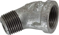 B&K Mueller - Class 150, 1/2" Galvanized Pipe 45° Street Elbow - Threaded, Malleable Iron - Americas Industrial Supply