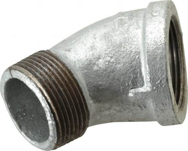B&K Mueller - Class 150, 1-1/4" Galvanized Pipe 45° Street Elbow - Threaded, Malleable Iron - Americas Industrial Supply