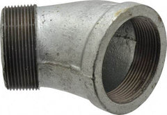 B&K Mueller - Class 150, 2" Galvanized Pipe 45° Street Elbow - Threaded, Malleable Iron - Americas Industrial Supply