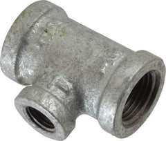 B&K Mueller - Class 150, 1/2 x 1/4" Galvanized Pipe Reducing Tee - Threaded, Malleable Iron - Americas Industrial Supply