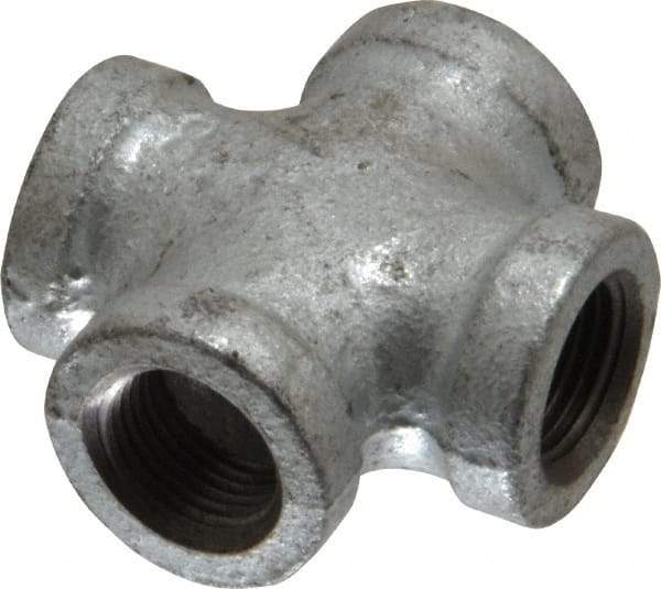 B&K Mueller - Class 150, 3/8" Galvanized Pipe Cross - Threaded, Malleable Iron - Americas Industrial Supply