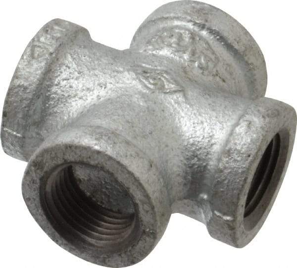 B&K Mueller - Class 150, 1/2" Galvanized Pipe Cross - Threaded, Malleable Iron - Americas Industrial Supply
