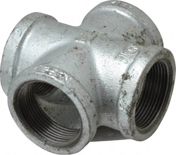 B&K Mueller - Class 150, 1-1/2" Galvanized Pipe Cross - Threaded, Malleable Iron - Americas Industrial Supply