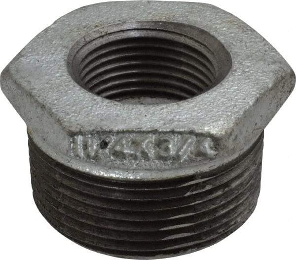 B&K Mueller - Class 150, 1-1/4 x 3/4" Galvanized Pipe Hex Bushing - Threaded, Malleable Iron - Americas Industrial Supply