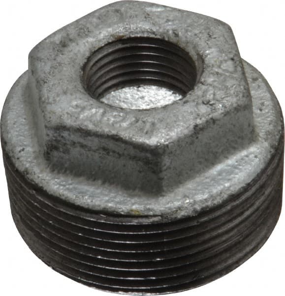 B&K Mueller - Class 150, 1-1/2 x 1/2" Galvanized Pipe Hex Bushing - Threaded, Malleable Iron - Americas Industrial Supply