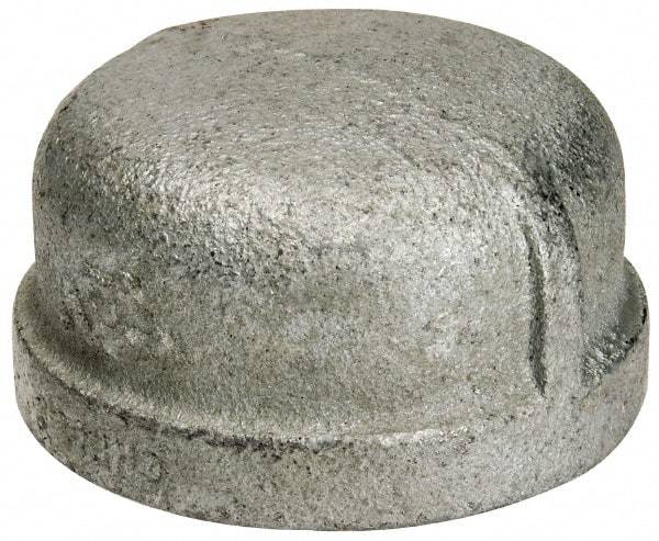 B&K Mueller - Class 150, 1-1/2" Galvanized Pipe End Cap - Threaded, Malleable Iron - Americas Industrial Supply
