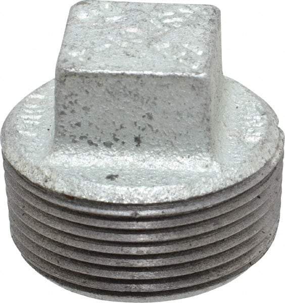 B&K Mueller - Class 150, 1-1/4" Galvanized Pipe Square Plug - Threaded, Malleable Iron - Americas Industrial Supply