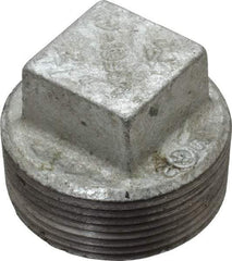 B&K Mueller - Class 150, 1-1/2" Galvanized Pipe Square Plug - Threaded, Malleable Iron - Americas Industrial Supply