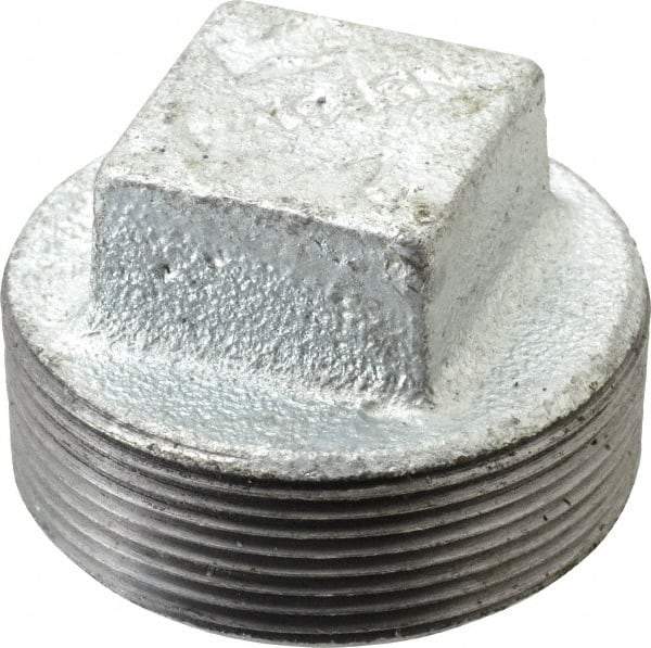B&K Mueller - Class 150, 2" Galvanized Pipe Square Plug - Threaded, Malleable Iron - Americas Industrial Supply