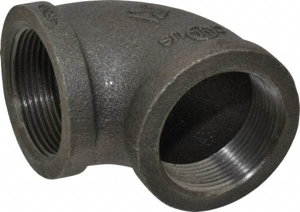 Value Collection - Size 1-1/2", Class 150, Malleable Iron Black Pipe 90° Elbow - 150 psi, Threaded End Connection - Americas Industrial Supply