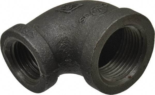 B&K Mueller - Size 3/4 x 1/2", Class 150, Malleable Iron Black Pipe 90° Reducing Elbow - 150 psi, Threaded End Connection - Americas Industrial Supply