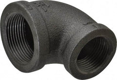 B&K Mueller - Size 1-1/4 x 1", Class 150, Malleable Iron Black Pipe 90° Reducing Elbow - 150 psi, Threaded End Connection - Americas Industrial Supply