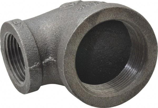B&K Mueller - Size 1-1/2 x 1", Class 150, Malleable Iron Black Pipe 90° Reducing Elbow - 150 psi, Threaded End Connection - Americas Industrial Supply