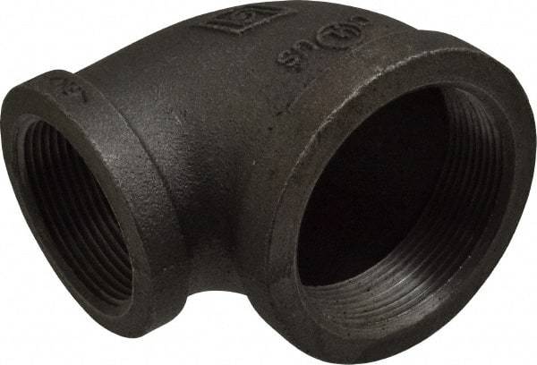 B&K Mueller - Size 2 x 1-1/2", Class 150, Malleable Iron Black Pipe 90° Reducing Elbow - 150 psi, Threaded End Connection - Americas Industrial Supply