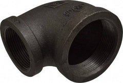 B&K Mueller - Size 2 x 1-1/2", Class 150, Malleable Iron Black Pipe 90° Reducing Elbow - 150 psi, Threaded End Connection - Americas Industrial Supply